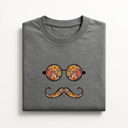 Retro Mustache and Glasses Graphic T-Shirt